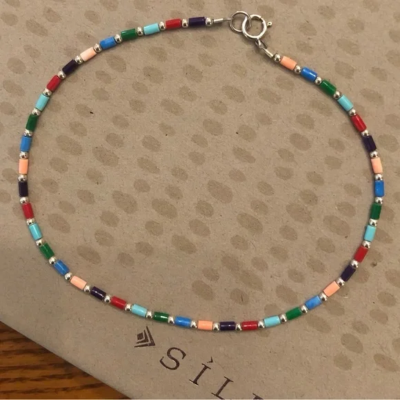 Rare Vintage Silpada Sterling Silver Multi-Color Anklet A1076 - Picture 3 of 3